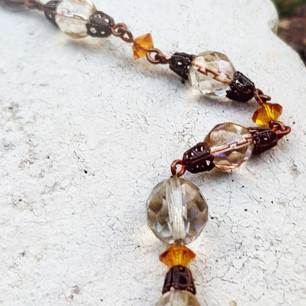 VTG Glass & Crystal Aurora Borealis Necklace - Picture 4 of 8